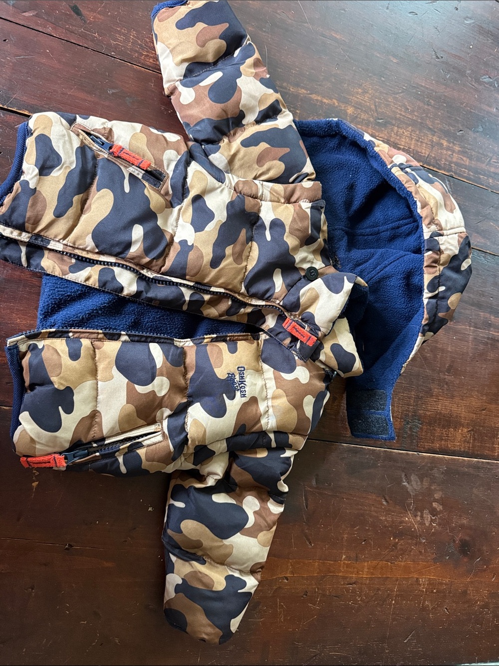 OshKosh B'gosh Camouflage Puffer Jacket - Navy & Brown